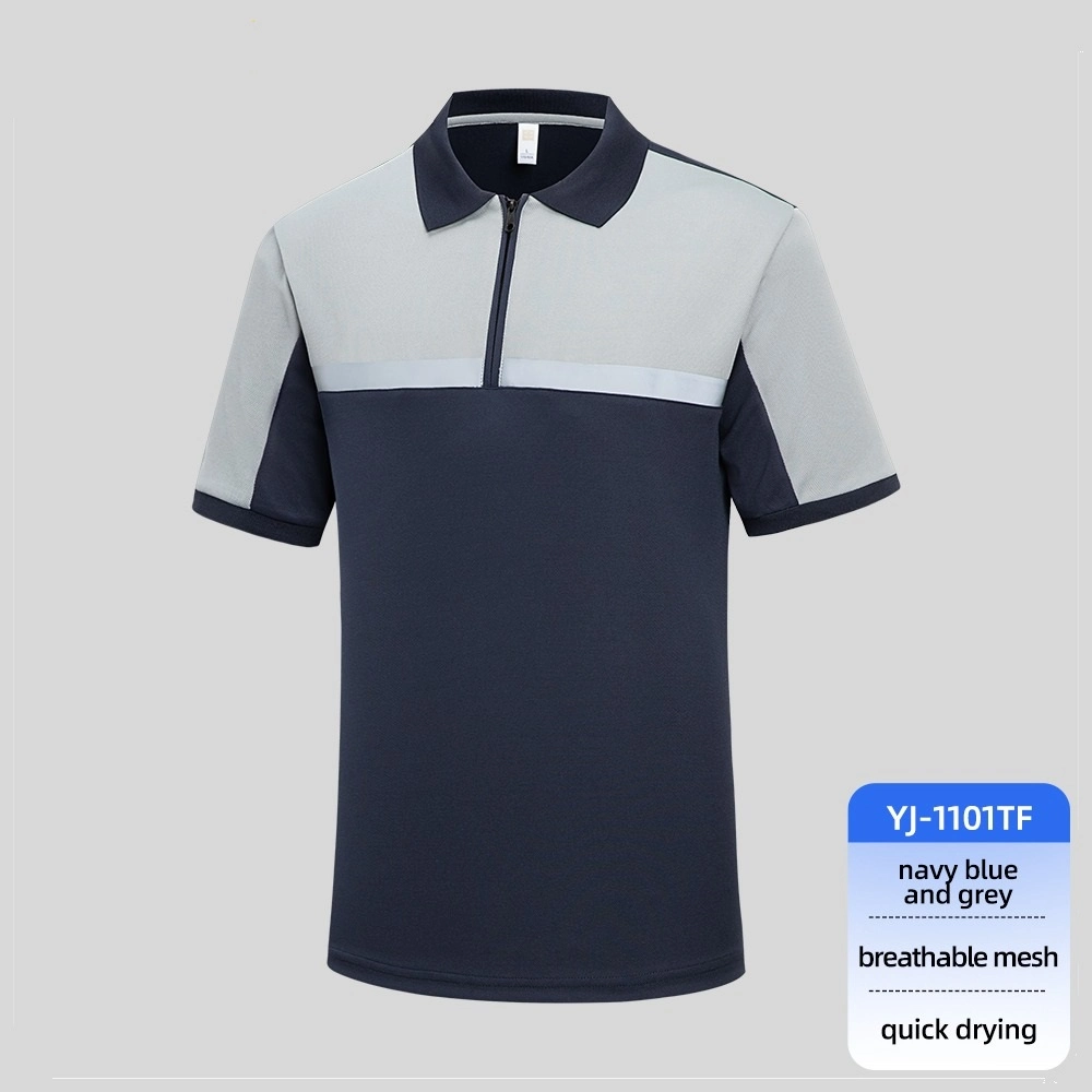 Polyester-Hi-Vis-Zipper-Quick-Dry-Workwear-T-shirt