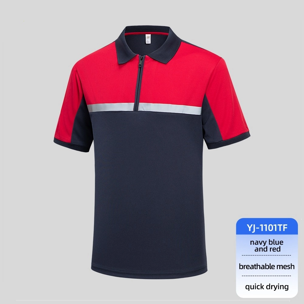 Polyester-Hi-Vis-Zipper-Quick-Dry-Workwear-T-shirt