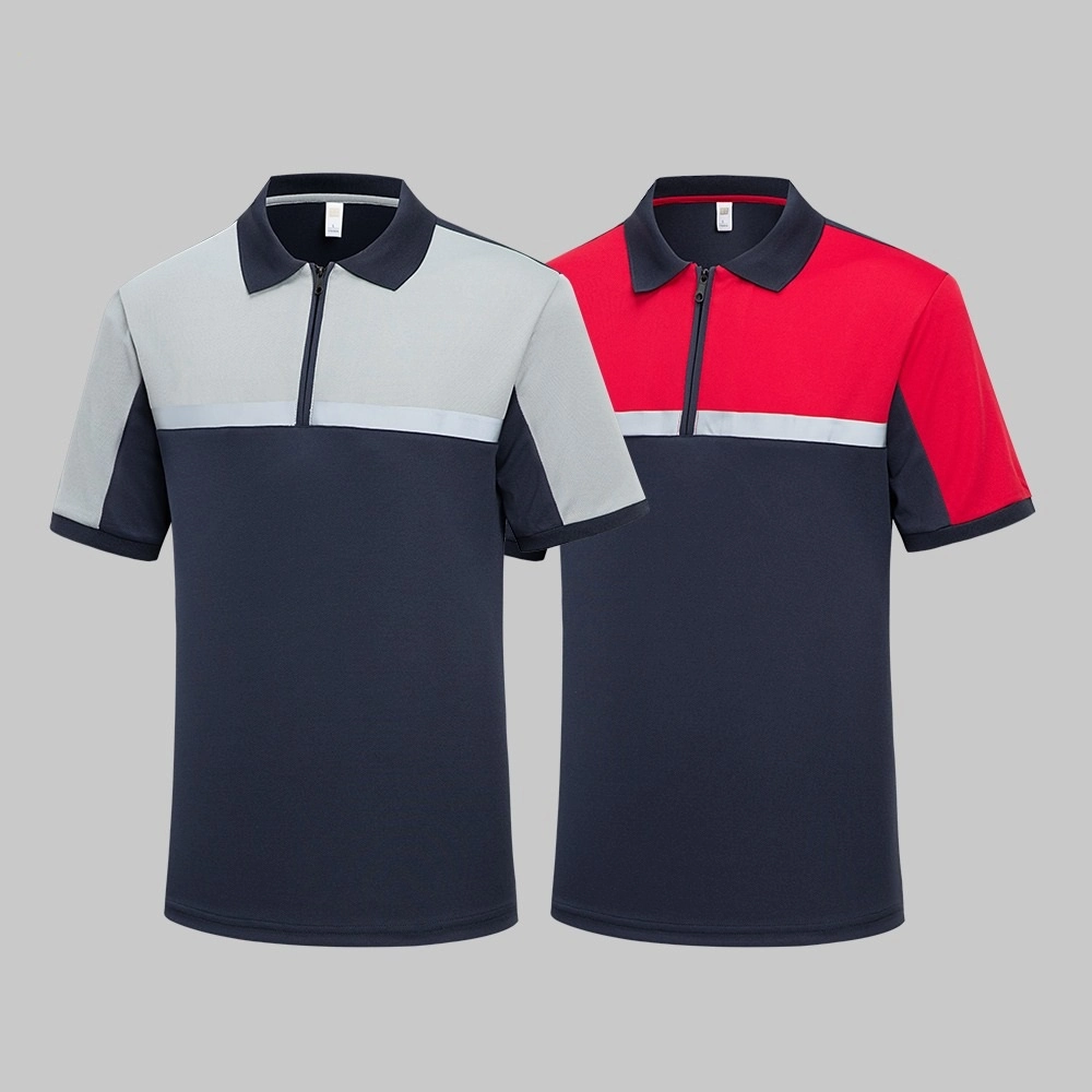 Polyester-Hi-Vis-Zipper-Quick-Dry-Workwear-T-shirt