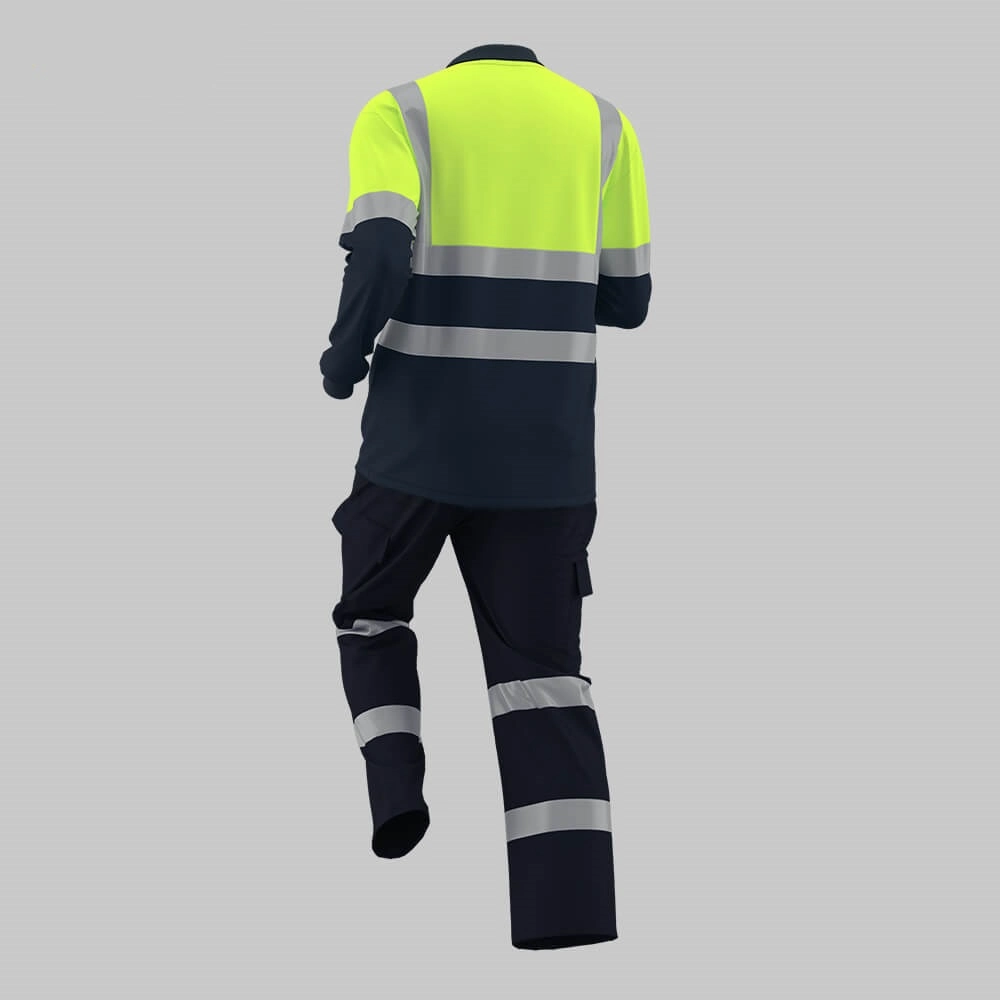 Quick-drying Hi-Vis color-blocked long-sleeved POLO suit