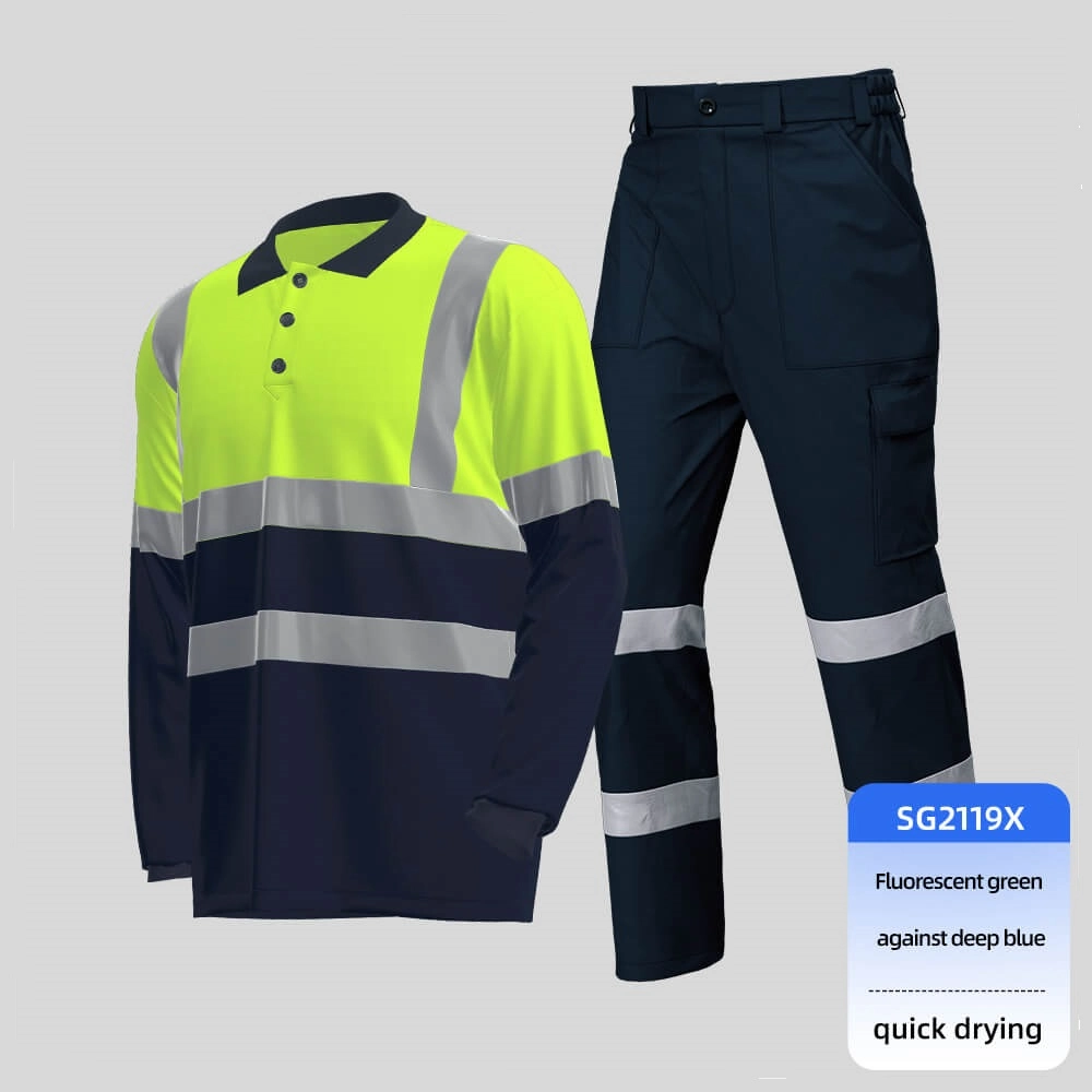 Quick-drying Hi-Vis color-blocked long-sleeved POLO suit