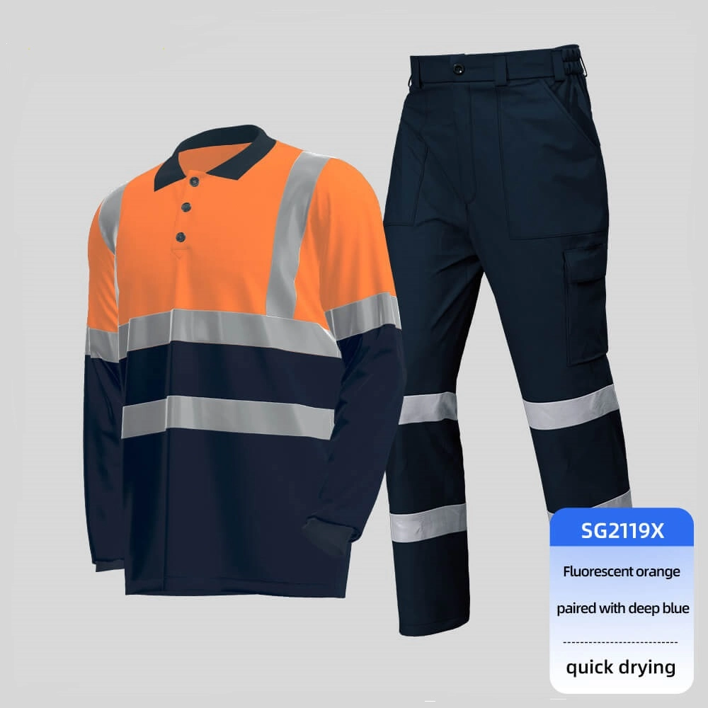 Quick-drying Hi-Vis color-blocked long-sleeved POLO suit