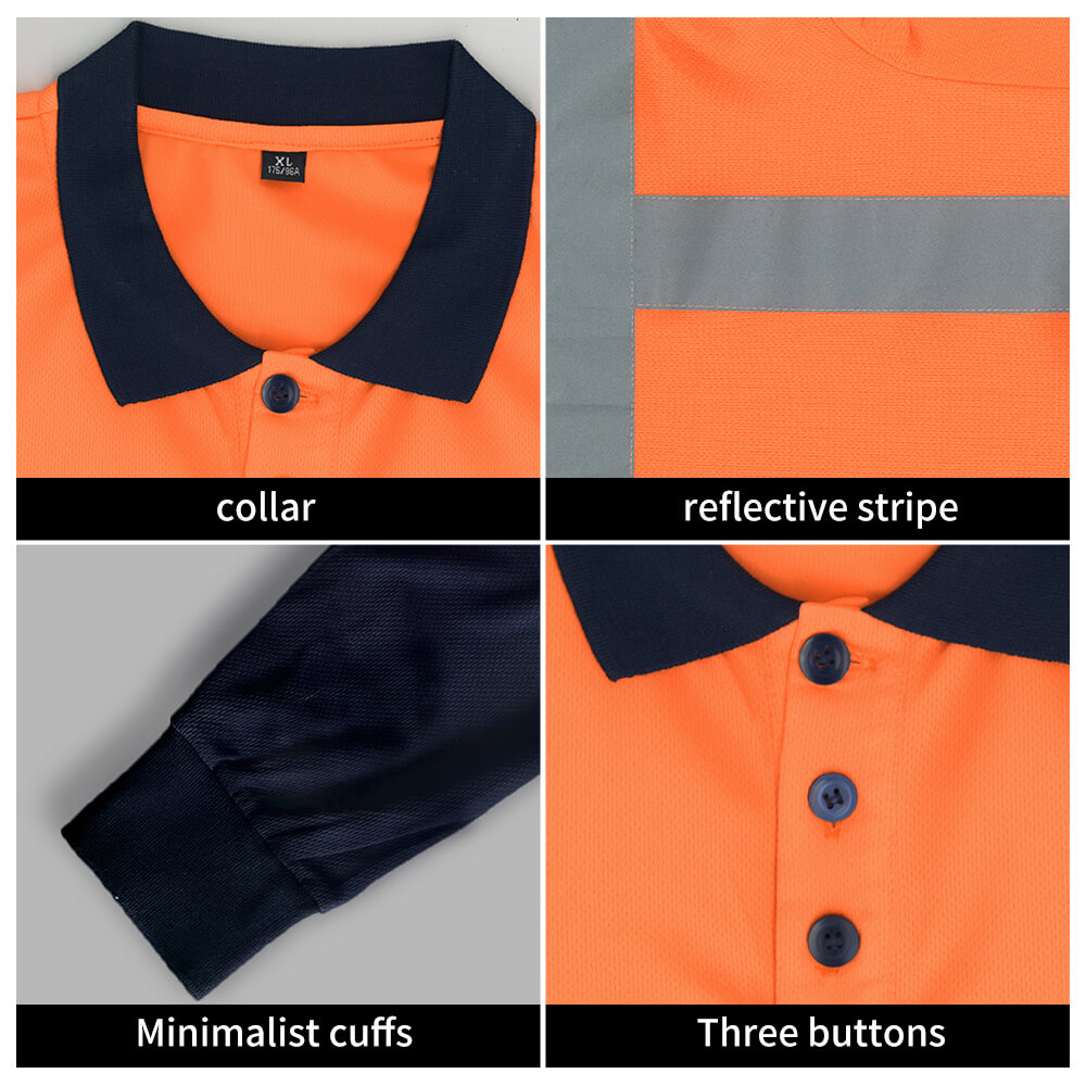 Quick-drying Hi-Vis color-blocked long-sleeved POLO suit