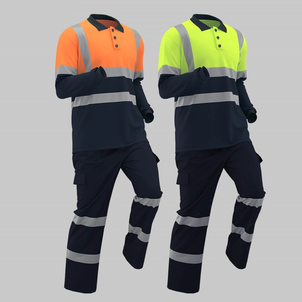 Quick-drying Hi-Vis color-blocked long-sleeved POLO suit