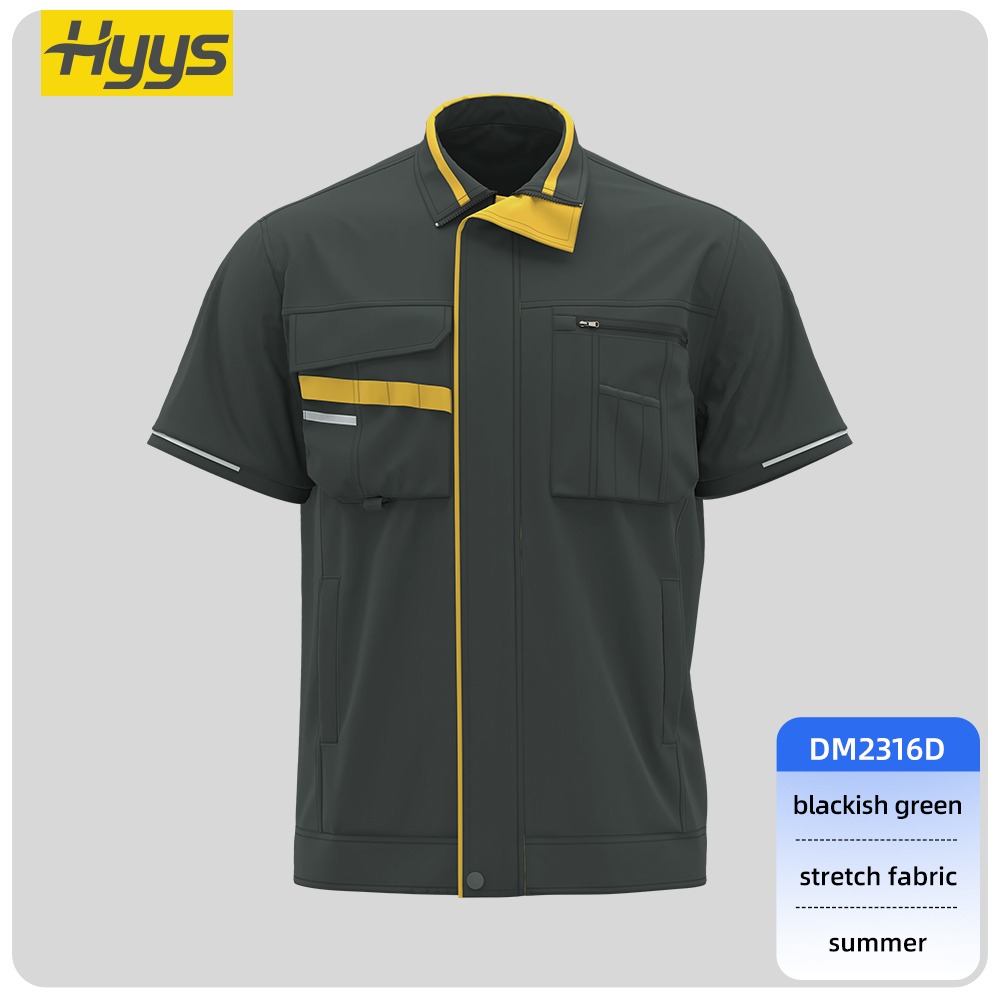 Summer short-sleeved moisture-wicking stretch work clothes