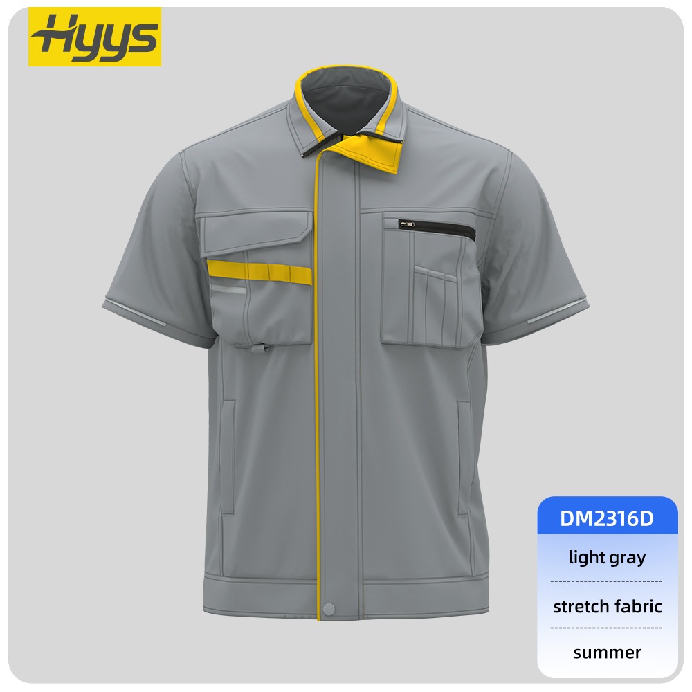 Summer short-sleeved moisture-wicking stretch work clothes