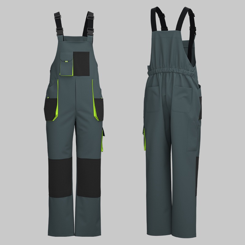 Cotton-like Brushed Multi-Pocket Oxford Reinforced Bib Overalls - Image 7