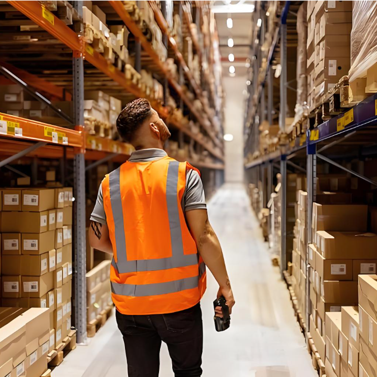 Workers wear high visibility work clothes for work