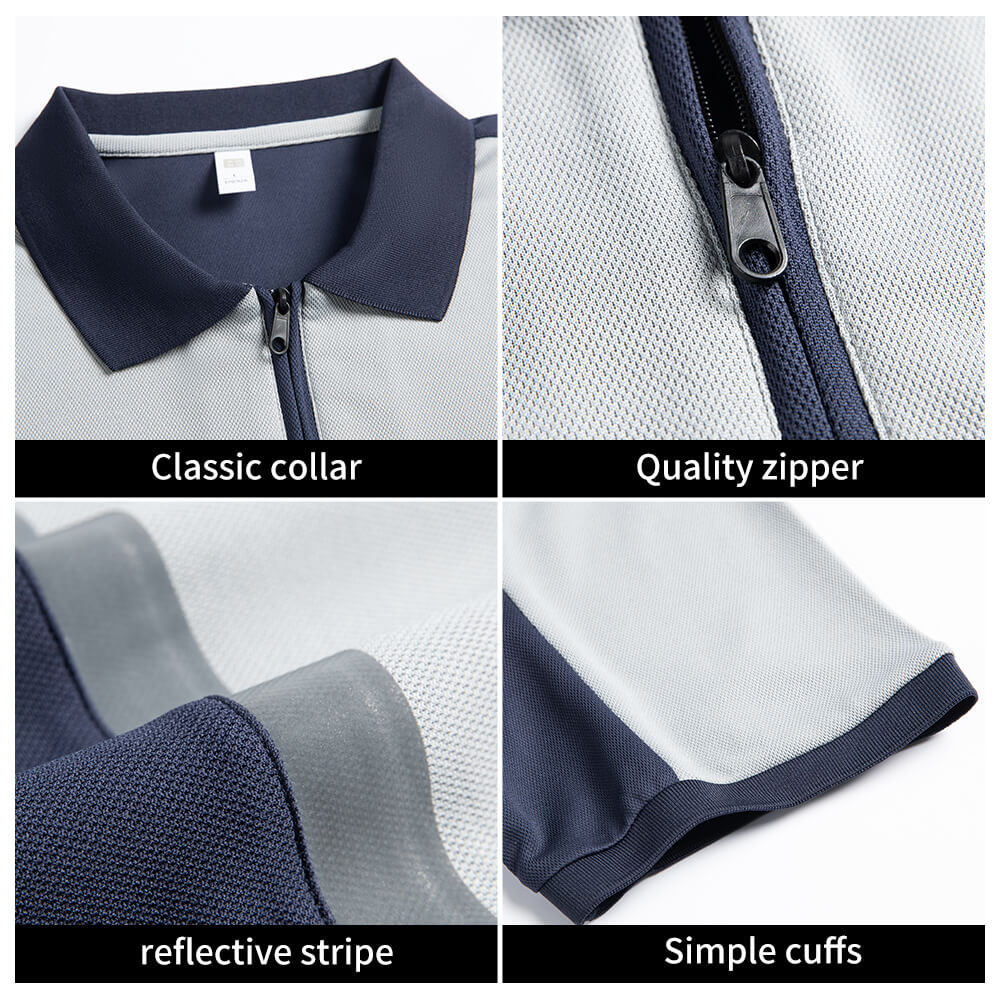 Polyester-Hi-Vis-Zipper-Quick-Dry-Workwear-T-shirt
