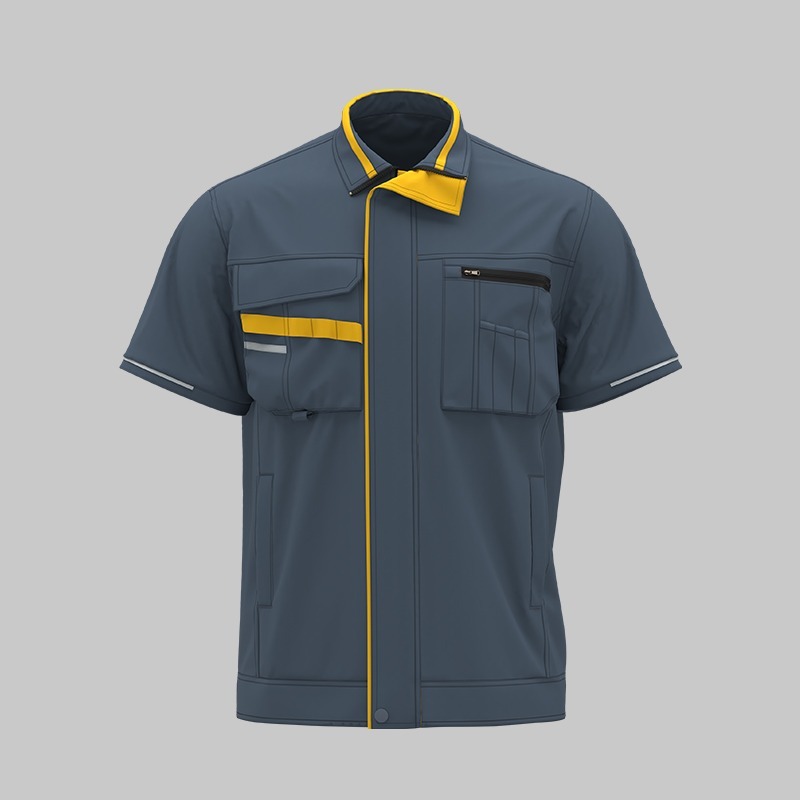 Summer short-sleeved moisture-wicking stretch work clothes