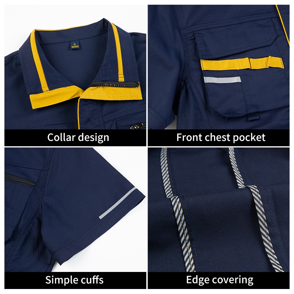 Summer short-sleeved moisture-wicking stretch work clothes