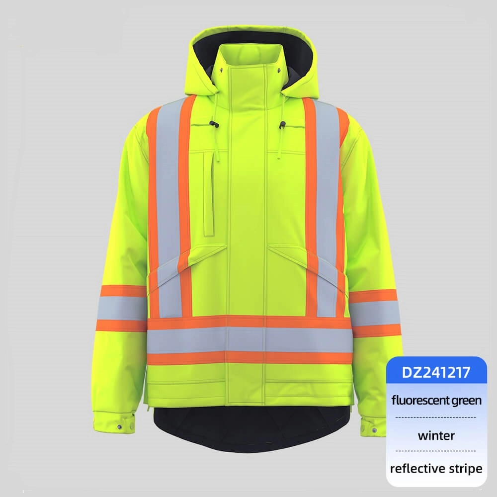 Hi-Vis Fluorescent Winter Coat (detachable hood padded coat)