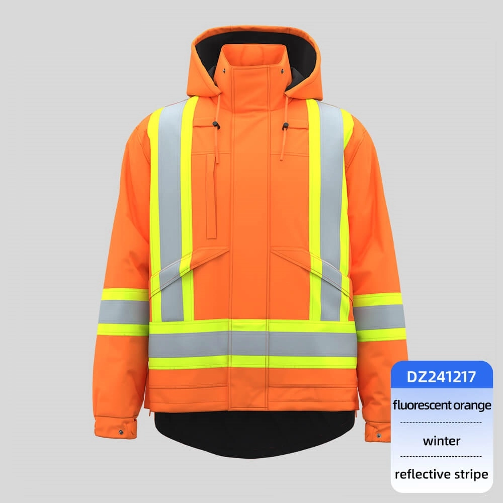 Hi-Vis Fluorescent Winter Coat (detachable hood padded coat)
