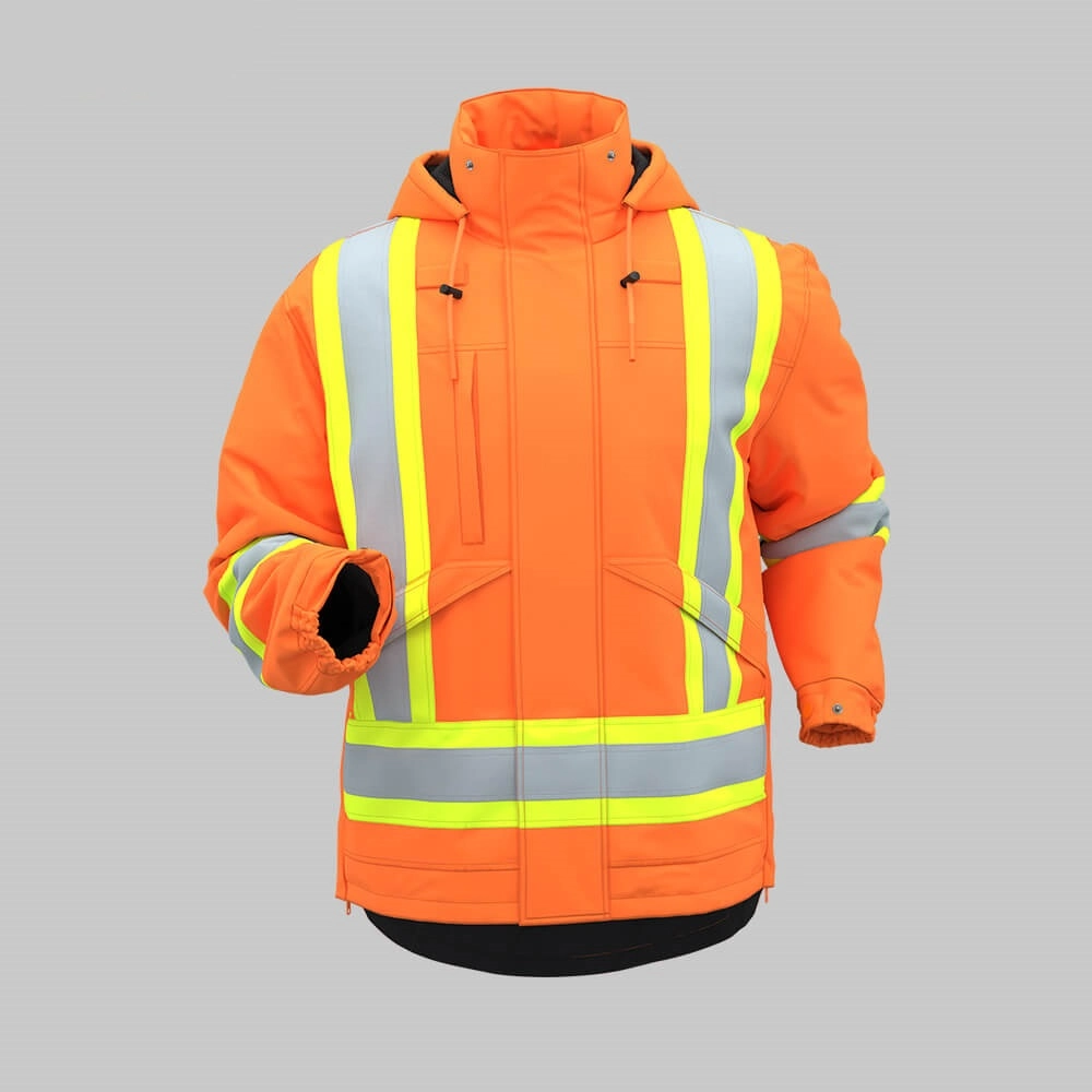 Hi-Vis Fluorescent Winter Coat (detachable hood padded coat)