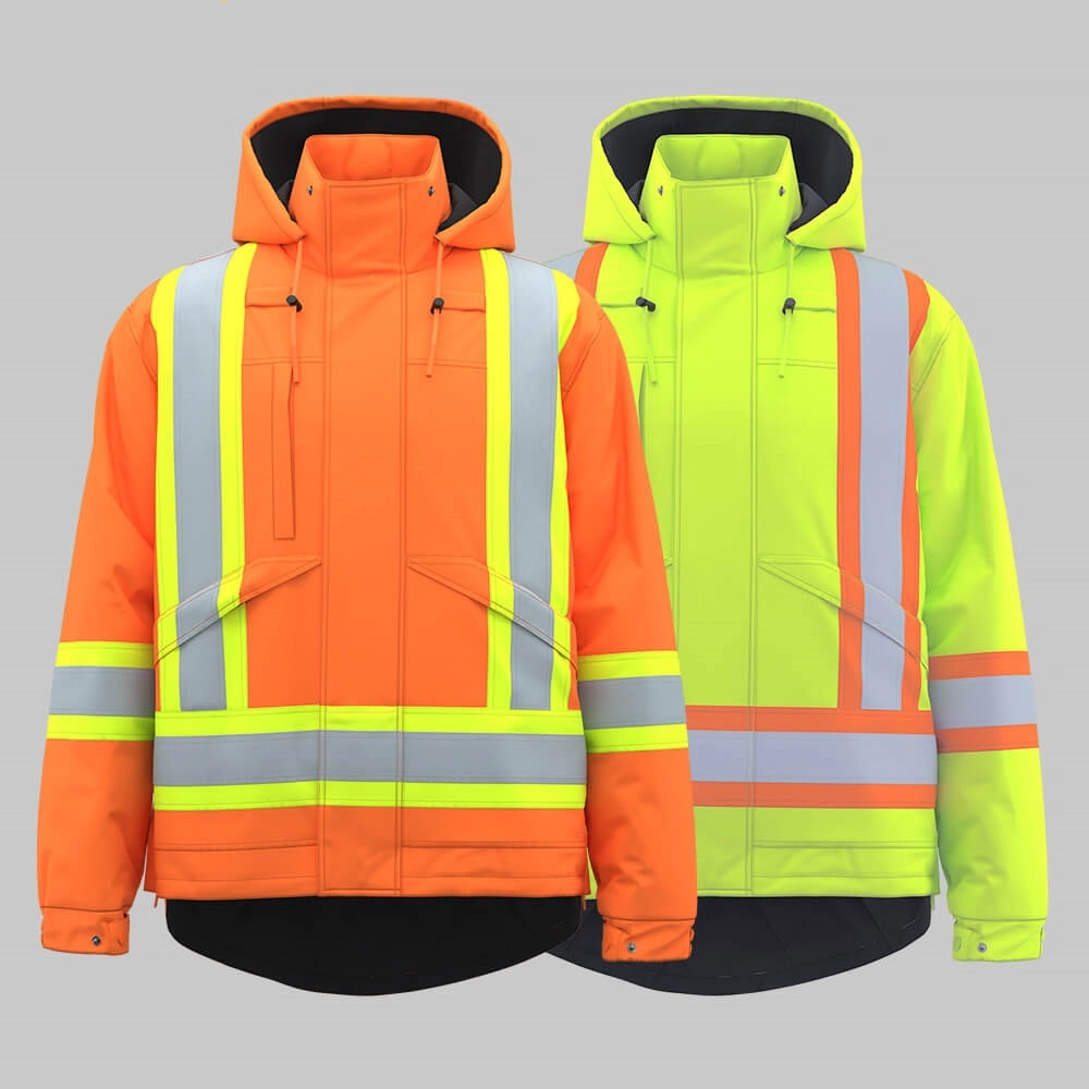 Hi-Vis Fluorescent Winter Coat (detachable hood padded coat)