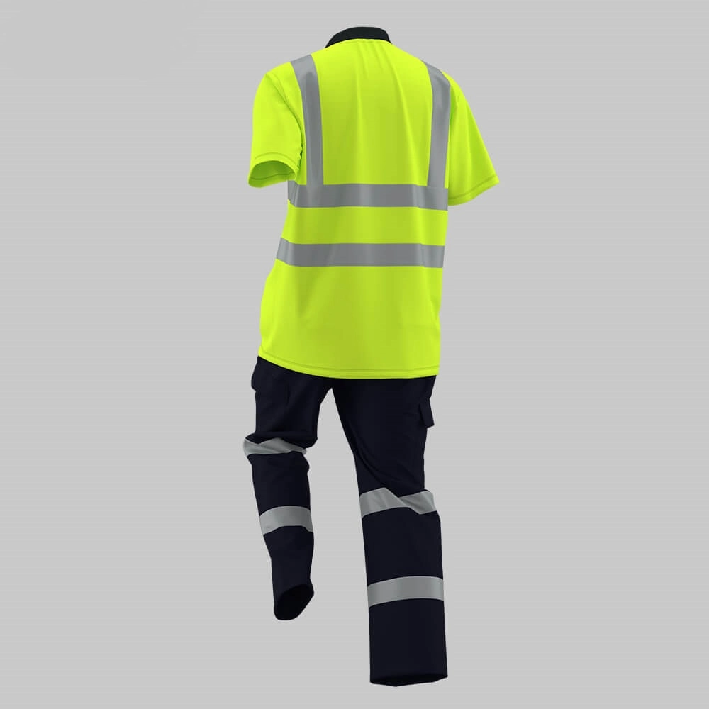 100% PolyesterQuick-drying Hi-vis Solid Color Lapel POLO Shirt Suit