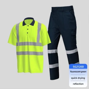 100% PolyesterQuick-drying Hi-vis Solid Color Lapel POLO Shirt Suit