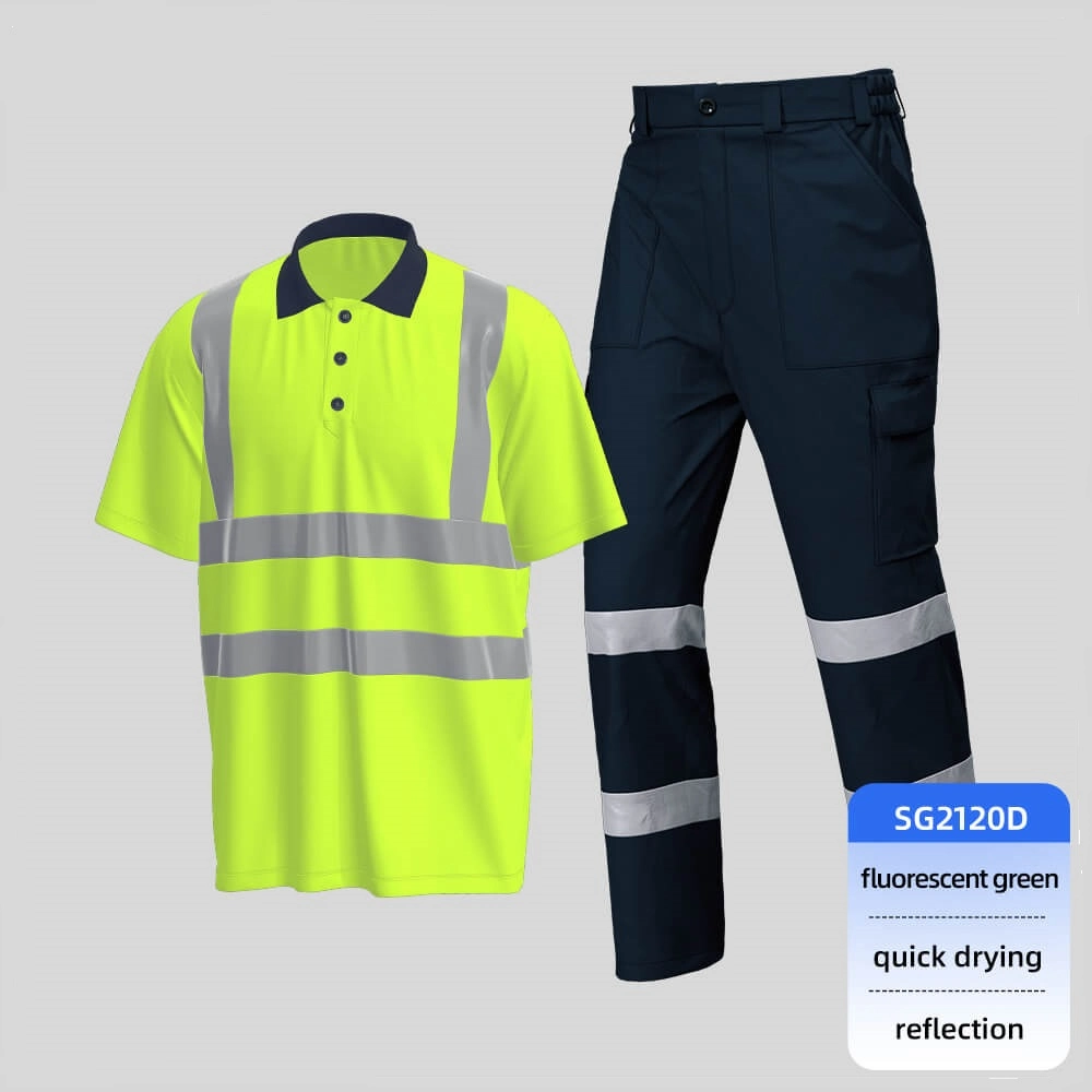 100% PolyesterQuick-drying Hi-vis Solid Color Lapel POLO Shirt Suit