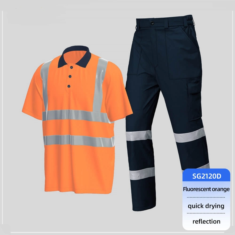 100% PolyesterQuick-drying Hi-vis Solid Color Lapel POLO Shirt Suit
