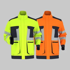 Fluorescent Hi-Vis Waterproof Cold-proof Polar Fleece Work Jacket