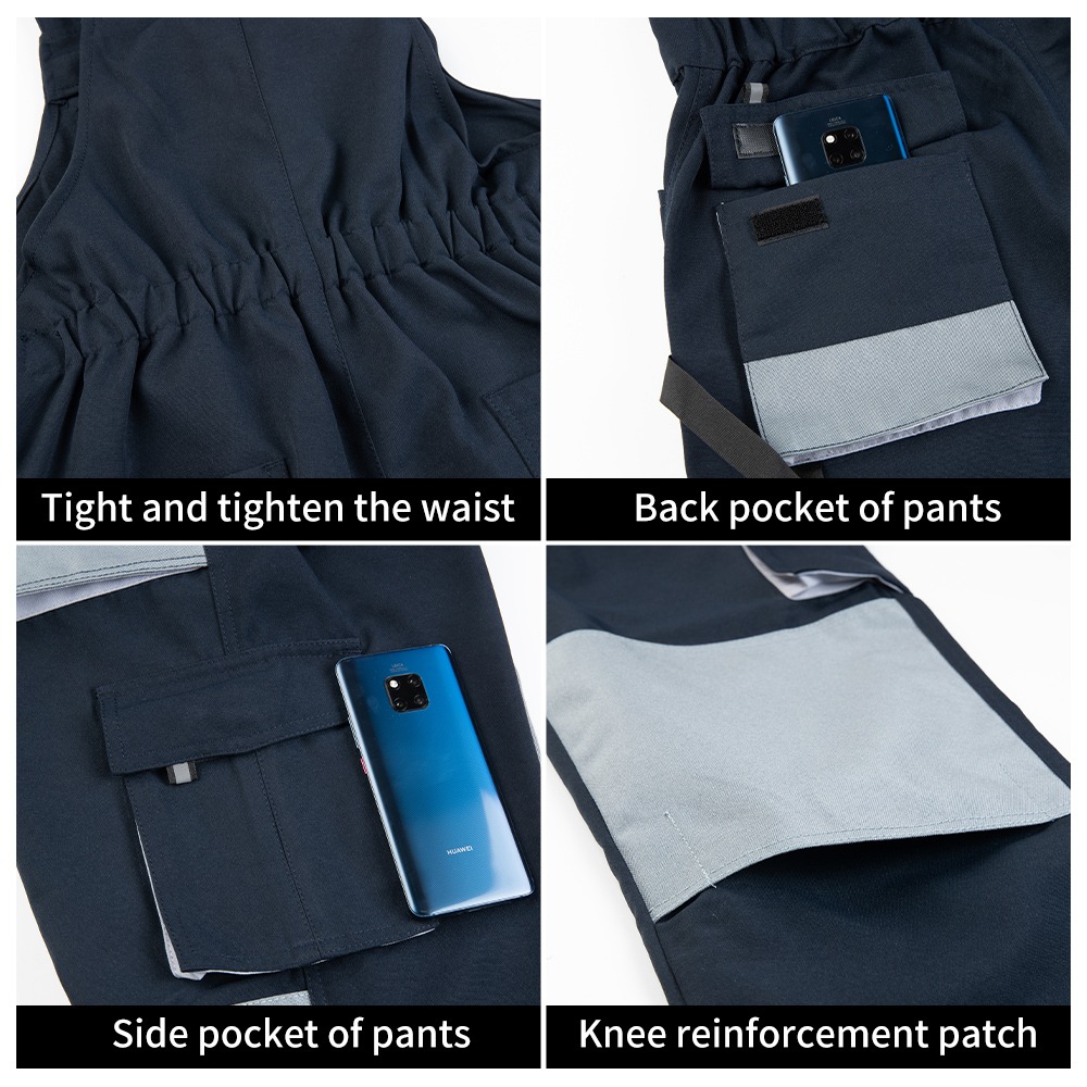 Cotton-like Brushed Multi-Pocket Oxford Reinforced Bib Overalls - Image 6